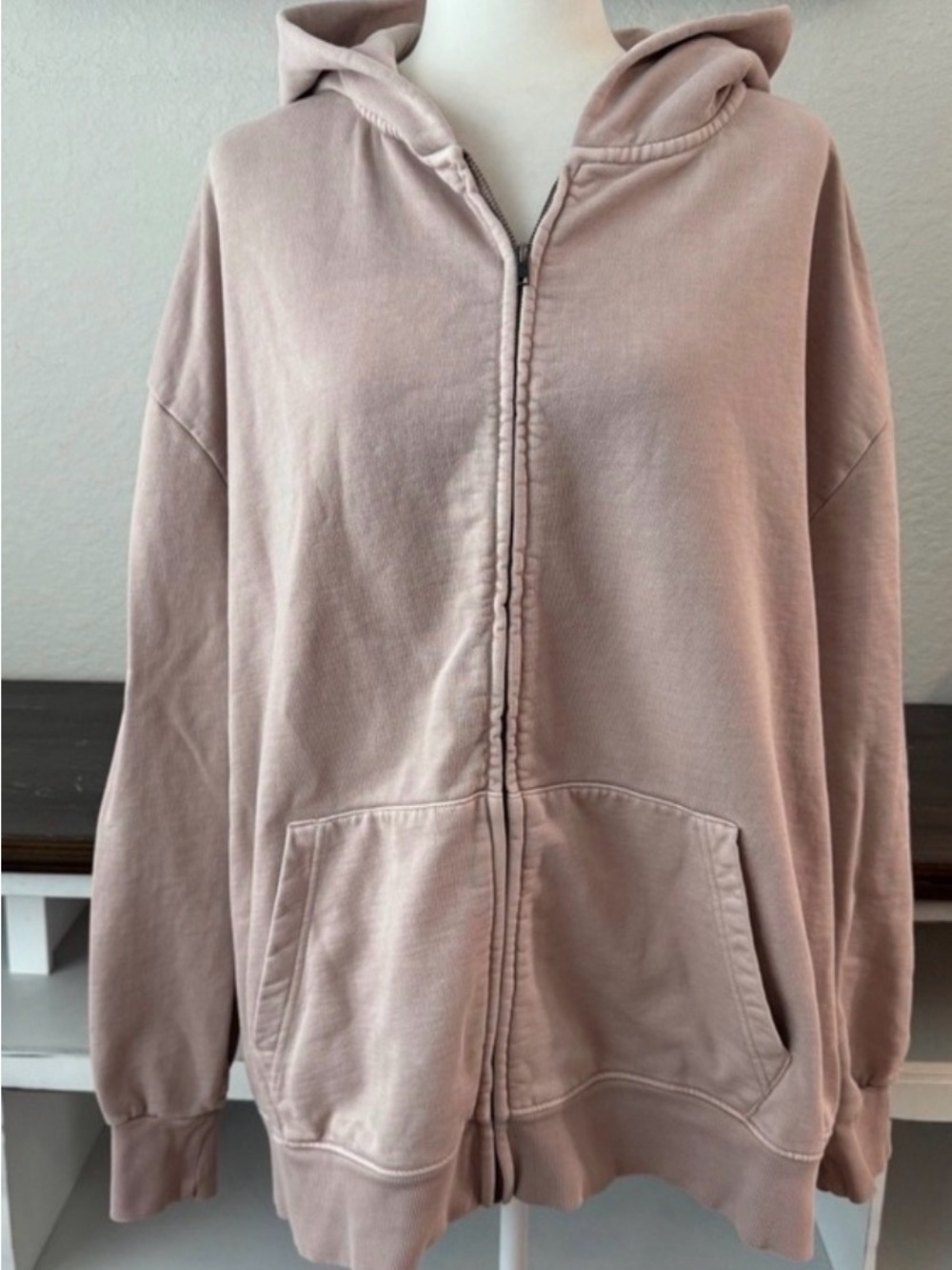 SKIMS Zip-Up Hooded Utility Jacket in Dusty Rose/Taupe Oversized XL